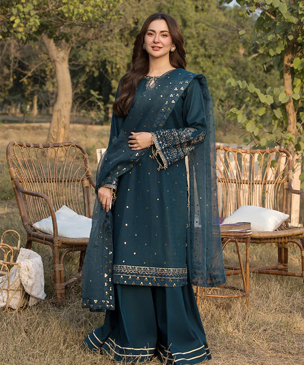 Lawn-3PC Embroidered Shirt with Organza Embroidered Dupatta- 1350 L