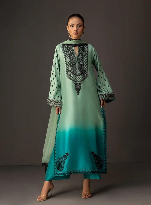 3 Piece Unstitched Embroidered and Printed SIlk V227