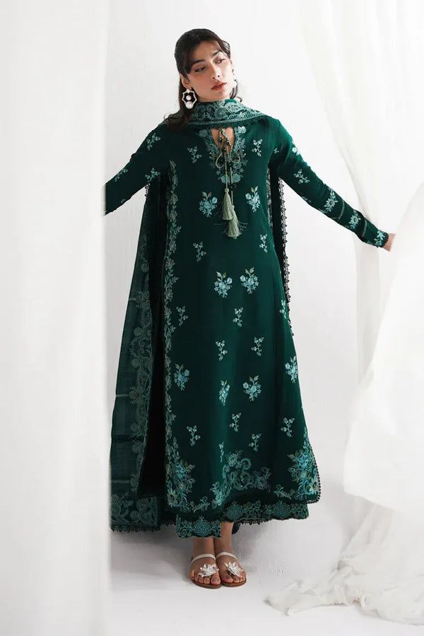 WINTER-3PC DHANAK EMBROIDERED SHIRT WITH DHANAK EMBROIDERED SHAWL & EMB TROUSER V62