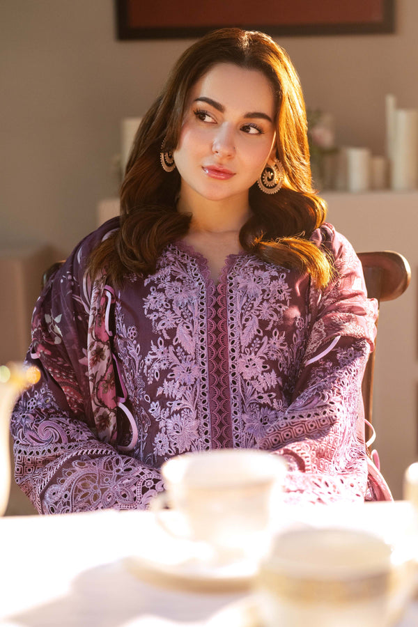 3PC DHANAK SEQUENCE EMBROIDERED SHIRT WITH COUTRAI PRINTED SHAWL & DHANAK TOUSER-BIC- 671