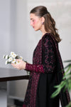 ZAIB-3PC DHANAK EMBROIDERED SHIRT WITH DHANAK EMBROIDERED SHAWL AND TROUSER V63