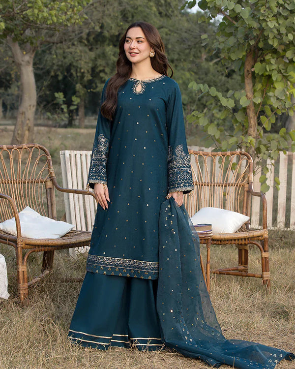 Lawn-3PC Embroidered Shirt with Organza Embroidered Dupatta- 1350 L