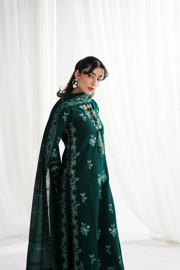 WINTER-3PC DHANAK EMBROIDERED SHIRT WITH DHANAK EMBROIDERED SHAWL & EMB TROUSER V62